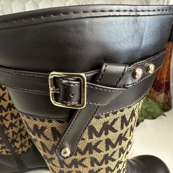 Michael Kors Logo Print Tall Children’s Riding Boots Brown Size 13 - Picture 7 of 8